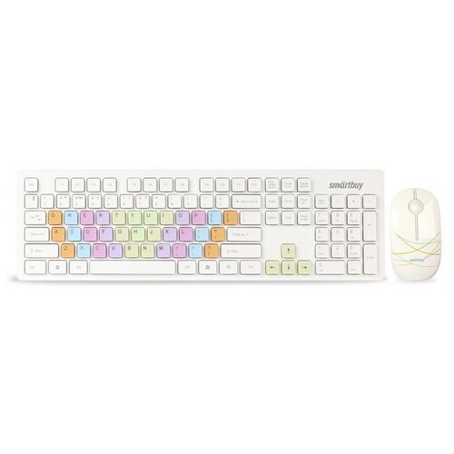 Комплект клавиатура + мышь SmartBuy SBC-218346AG-W, белый, английская/русская беспроводная мышь t wolf q4 цвет белый