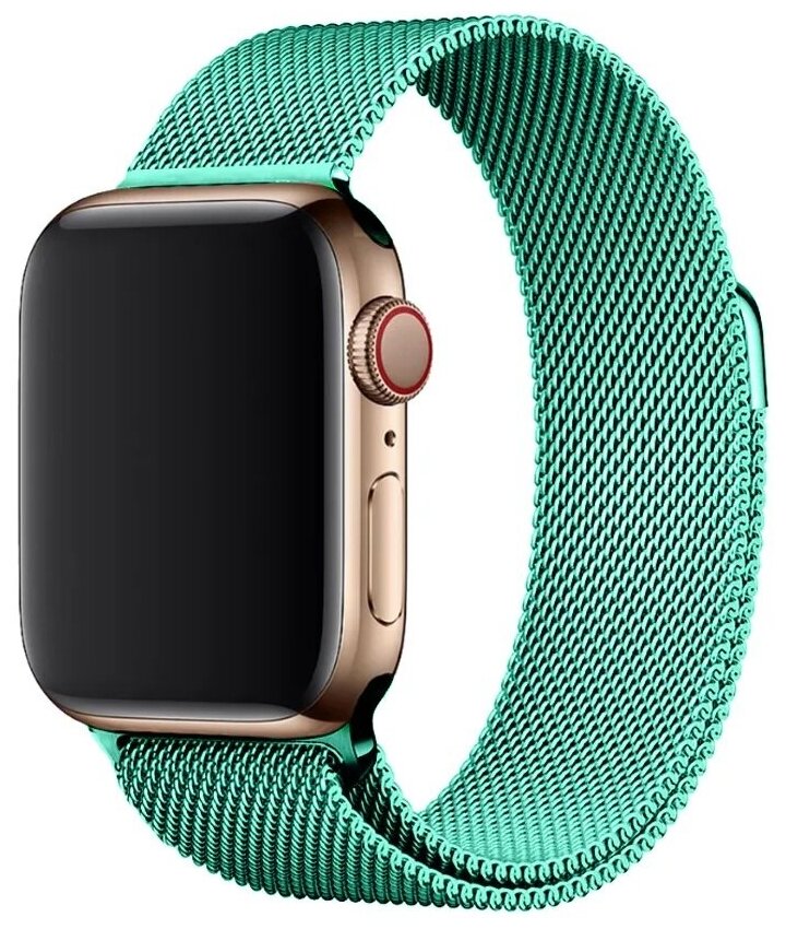 Металлический ремешок для часов Apple Watch 42-44 mm Миланская петля / Стальной браслет сетчатый гипоаллергенный ( Бирюзовый )