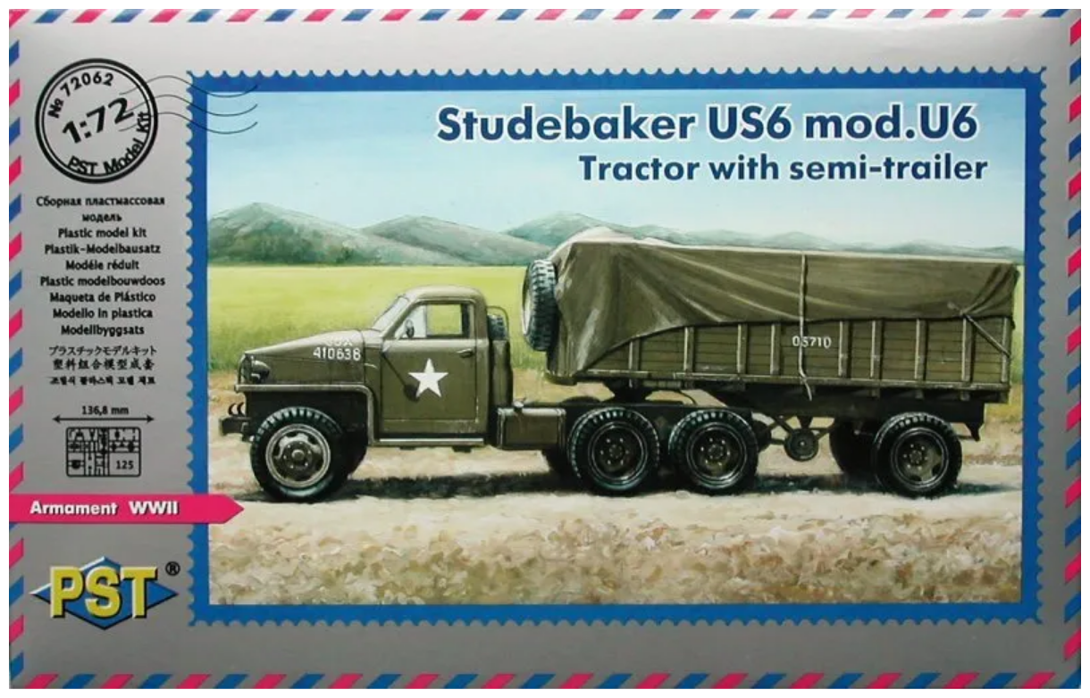 Сборная модель Studebaker US6 мод. U6 с полуприцепом. Комплект 72062