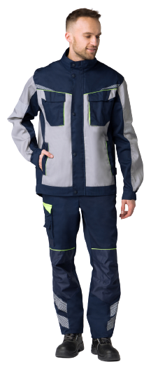 Куртка укороченная мужская PROFLINE SPECIALIST (тк. Смесовая240) т. синий/серый