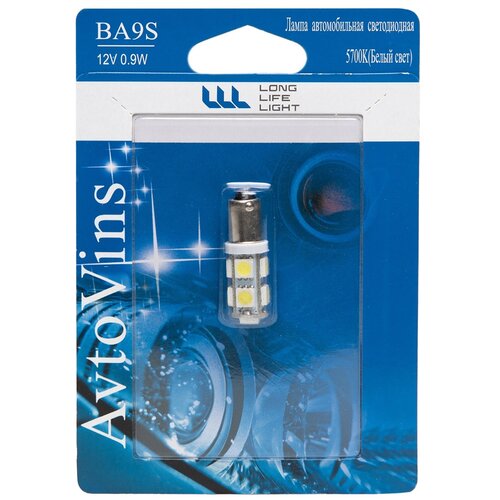 Лампа светодиодная 12V BA9S-9SMD 5700К T4W 59/ габаритные огни / автолампа / автосвет / габаритный