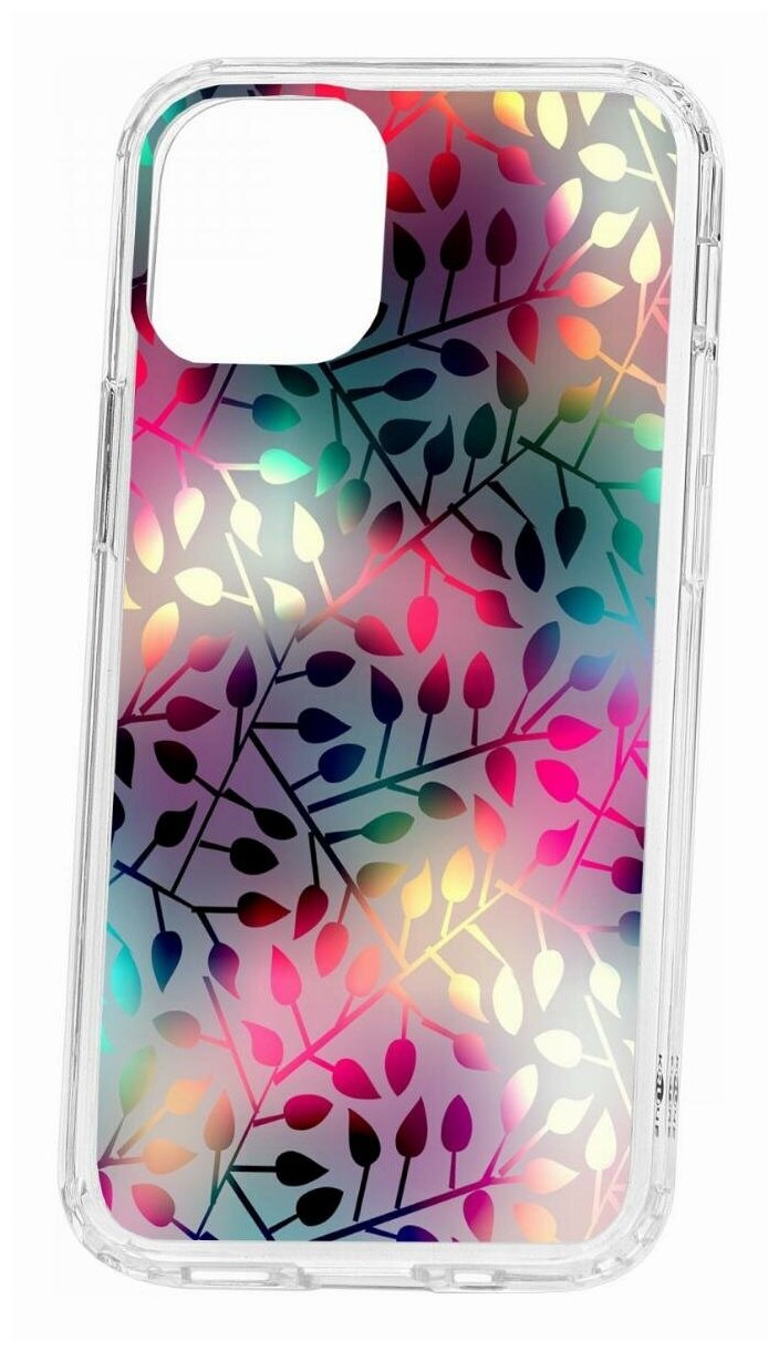 Чехол для iPhone 12 mini Kruche Print Цветные листья, противоударная пластиковая накладка с рисунком, защитный силиконовый бампер с защитой камеры