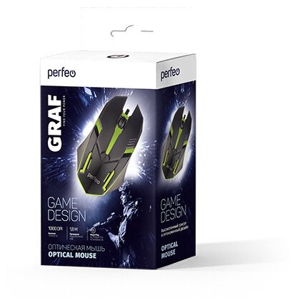 Мышь оптическая Perfeo "GRAF" 3 кн USB чёрн