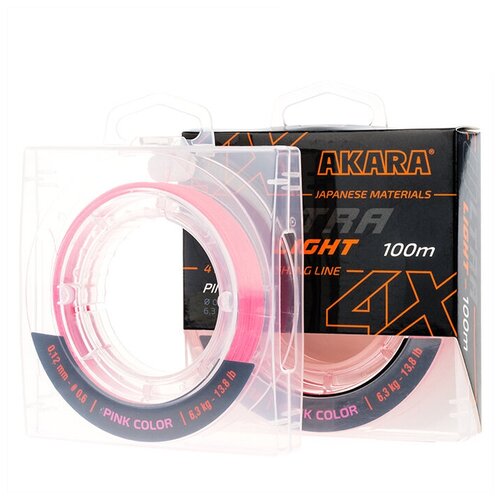 шнур рыболовный плетеный akara ultra light pink 100 м 0 08 Шнур рыболовный плетеный Akara Ultra Light Pink 100 м 0,12