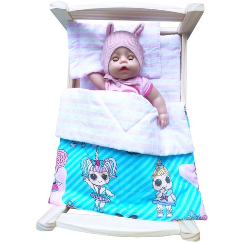 фото Комплект для большой куклы до 50 см lili dreams: одеяло, подушка, матрас аксессуары для кукол куколки