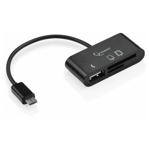 Кабель USB 2.0 OTG Gembird с картридером для тел/планшетов UHB-OTG-01 USBAF, MicroSD, SD/MicroBM, 0.12м, блистер концентратор gembird uhb u3p1u2p3 01 4 port usb hub 1 x usb 3 1 3 x usb 2 0