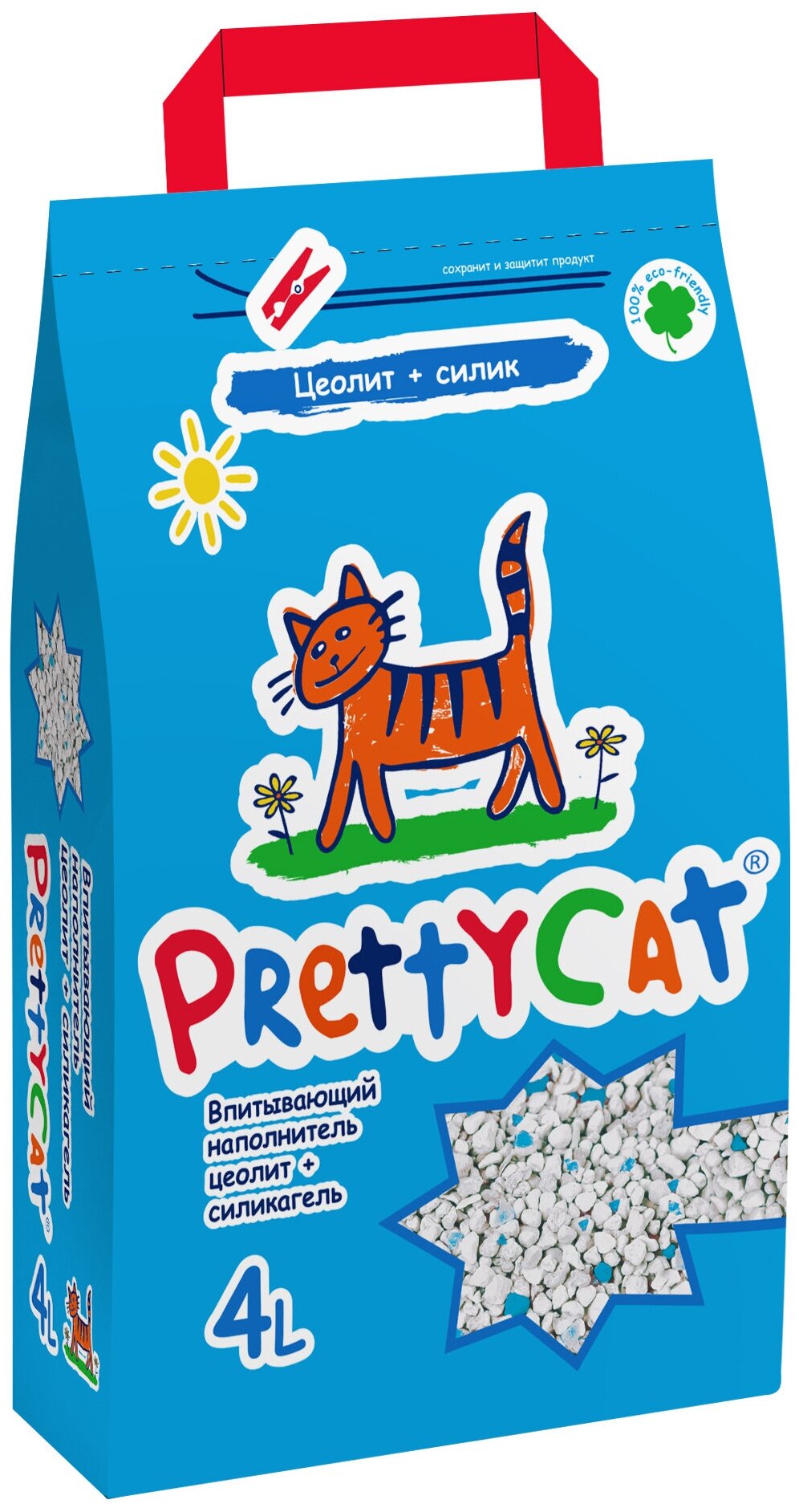 Наполнитель Впитывающий "PrettyCat Naturel" цеолит + силикагель без аромата 4л/2кг - фотография № 1