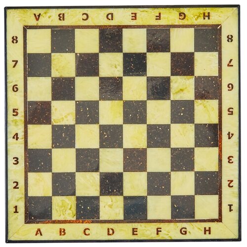 Шахматный ларец из янтаря с доской малый (дуб) 25*25