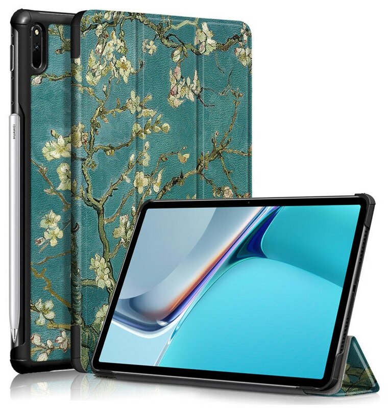 Чехол для планшета Huawei MatePad 11 (2021) / MatePad C7, с красивым рисунком, прочный пластик (Цветущая сакура)