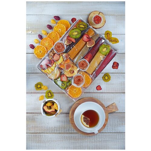 Подарочный набор № 14 / фруктовая пастила без сахара / фруктовые чипсы / пп сладости / подарочный набор для женщин / к чаю сладости / подарочный набор на день рождения