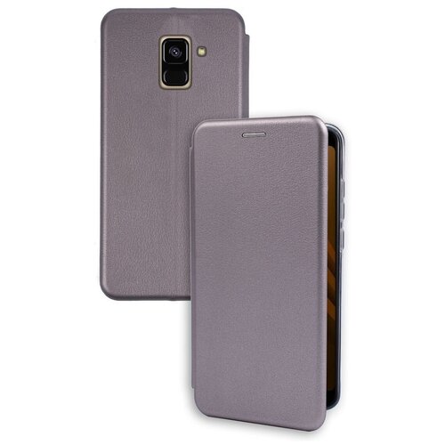 фото Чехол-книжка для samsung galaxy a8 plus 2018 / a730 серый full cover