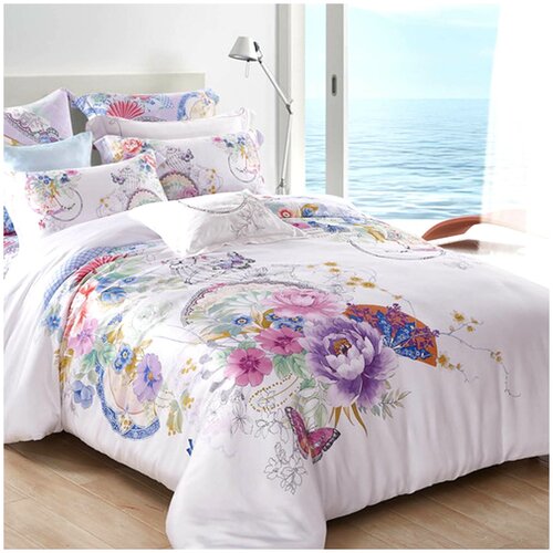 фото Комплект постельного белья бамбук-тенсель 8012 панно бамбук 50%/тенсель 50%, евро, белый tana