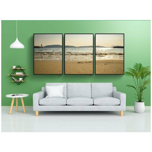 фото Набор модулных постеров для интерьера "песок, пляж, океан" 60x90 см. в тубусе, без рамки lotsprints