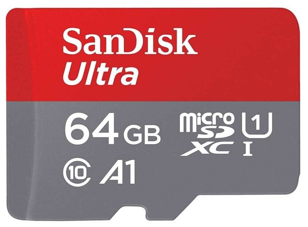 Карта Памяти micro Sdxc 64Gb Sandisk Ultra Class 10 Uhs-i A1 + ADP (120/10 MB/s) Sdsqua4-064g-gn6ma .