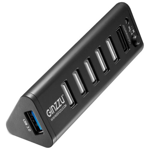USB концентратор Ginzzu GR-315UB 1 порт USB 30 6 портов USB 20 черный 213800₽