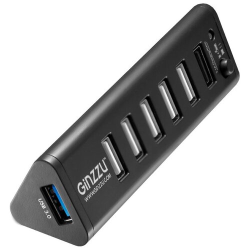 USB концентратор Ginzzu GR-315UB, (1 порт USB 3.0 + 6 портов USB 2.0), черный