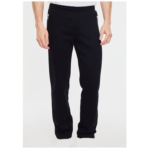 фото Брюки черные утепленные спортивные прямые с карманами размер 52 россия