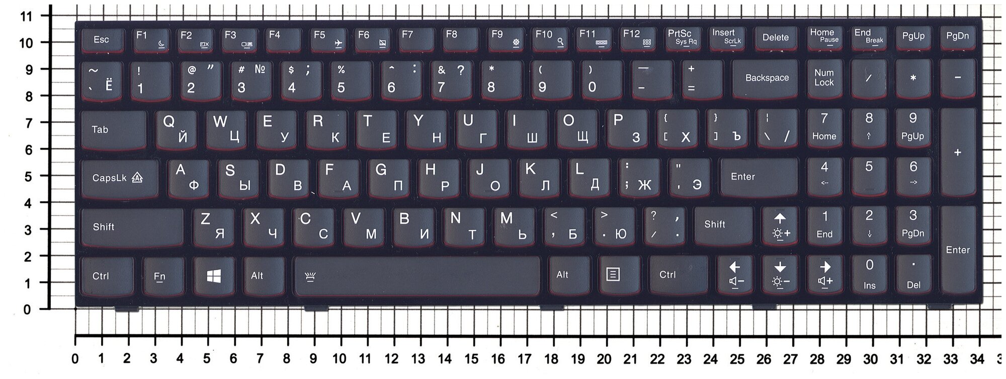 Клавиатура для ноутбука Lenovo IdeaPad Y500NT черная с подсветкой