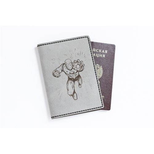 фото Обложка для паспорта coup, натуральная кожа, отделение для карт, серый
