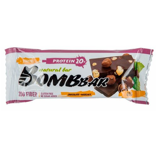 Протеиновый батончик Bombbar шоколад-фундук, 60 гр Протеиновый батончик Bombbar шоколад-фундук, 60 гр