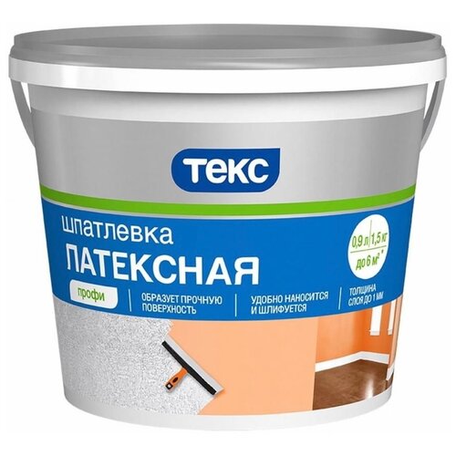 Шпатлевка ТЕКС латексная Профи, белый, 1.5 кг шпатлевка текс латексная профи белый 16 кг