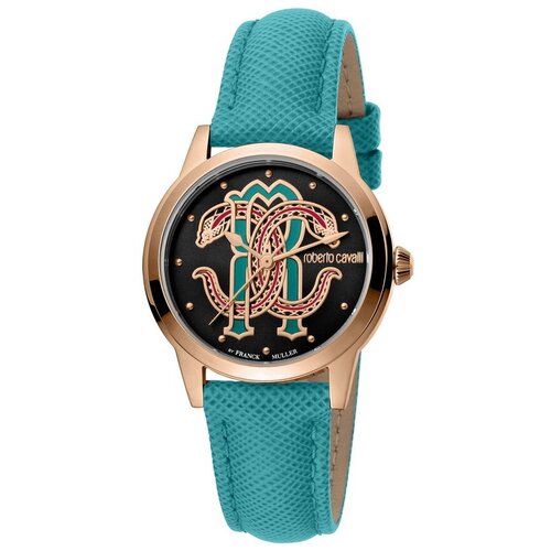 Наручные часы Roberto Cavalli by Franck Muller Logomania, голубой, розовый