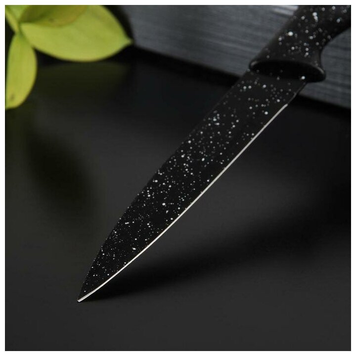 Нож с антиналипающим покрытием Зефир универсальный, лезвие 12,5 см, цвет черный - фотография № 2