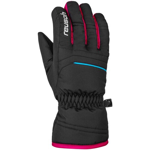 фото Перчатки горнолыжные reusch 2021-22 alan junior black/black/pink glo (inch (дюйм):5)