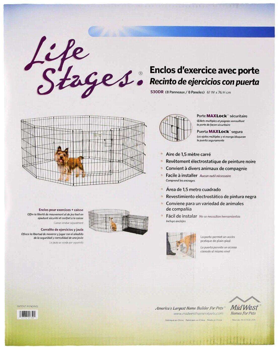 Вольер MidWest Life Stages, для собак, 8 панелей 61х76h см, с дверью-MAXLock черный - фотография № 9