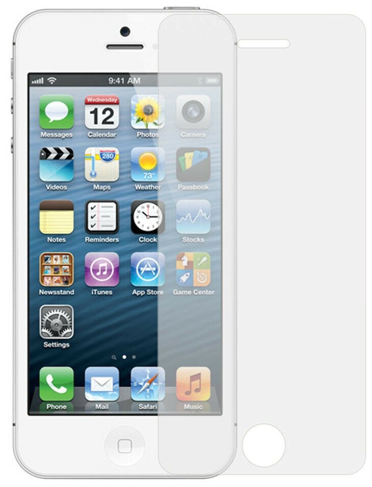Защитное стекло / бронестекло для iPhone 5 (с отступами под чехол, не полное покрытие)