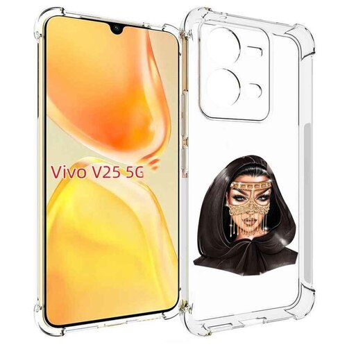 Чехол MyPads девушка-в-золотой-маске для Vivo V25 5G / V25e задняя-панель-накладка-бампер