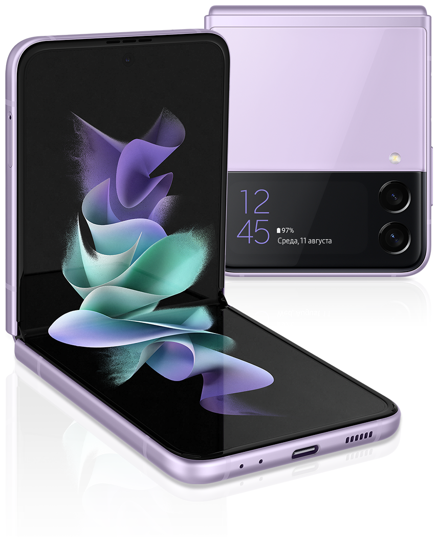 Смартфон Samsung Galaxy Z Flip 3 8/128 ГБ RU, nano SIM+eSIM, лавандовый