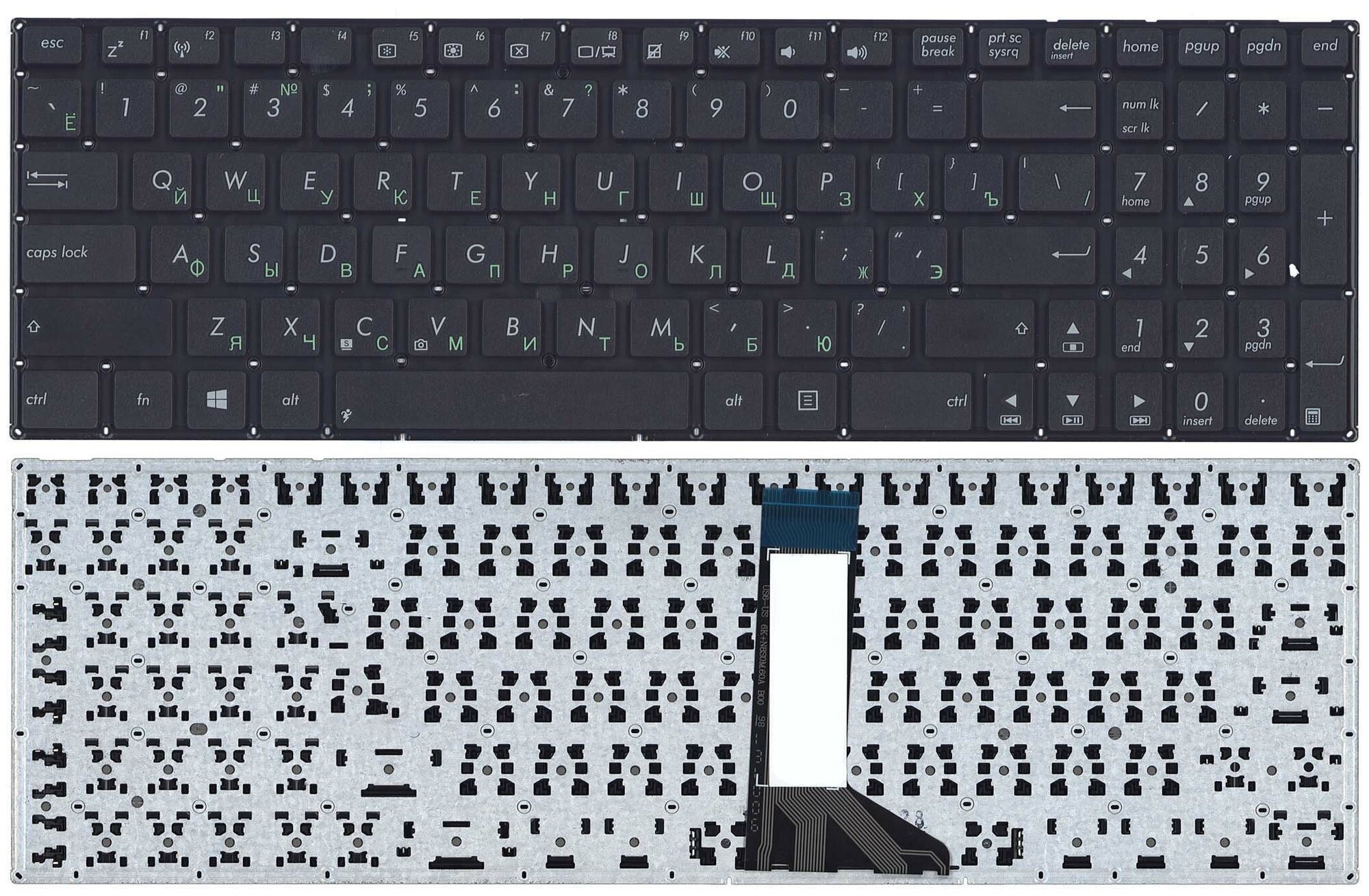 Клавиатура для ноутбука Asus X551 X551CA X551MA черная без рамки плоский Enter 73400₽