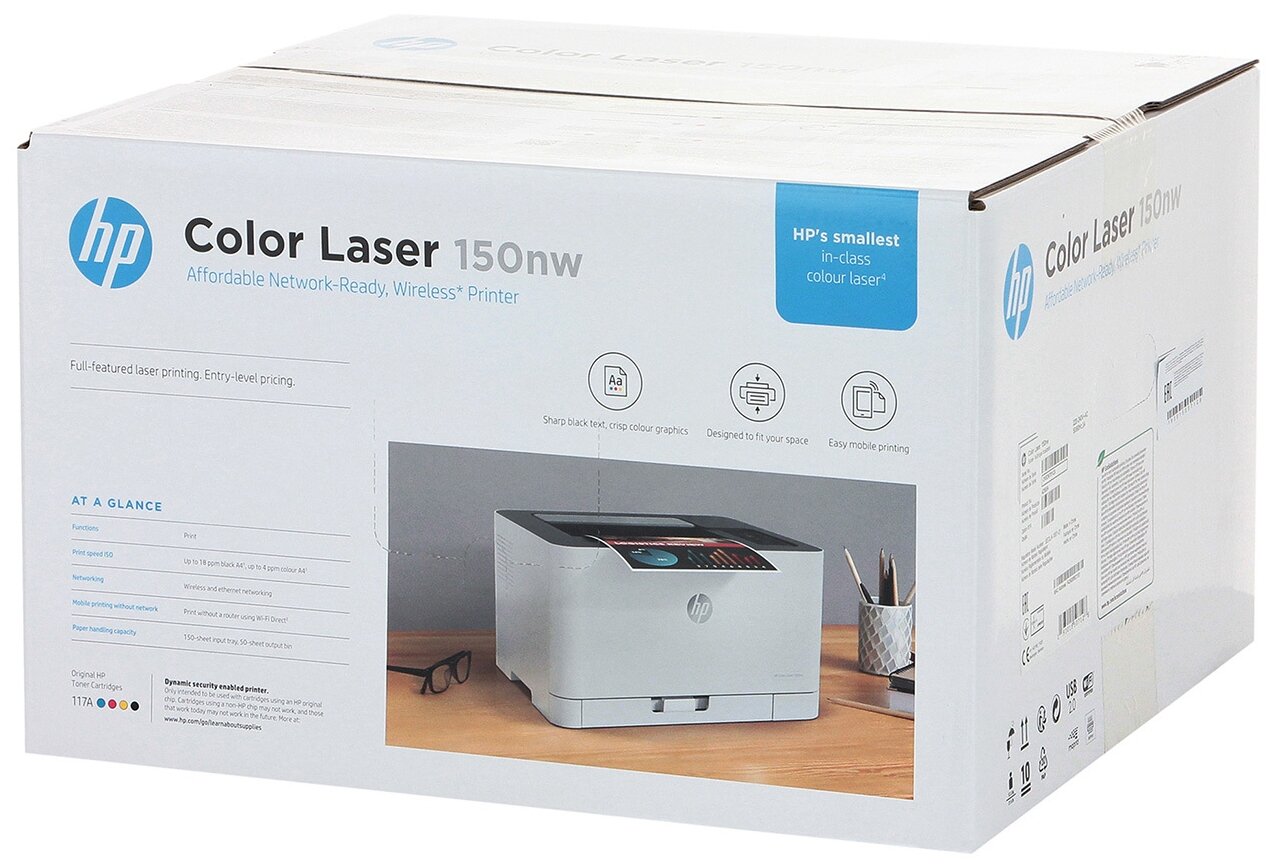 Принтер лазерный HP Color Laser 150nw, цветн., A4, белый/черный