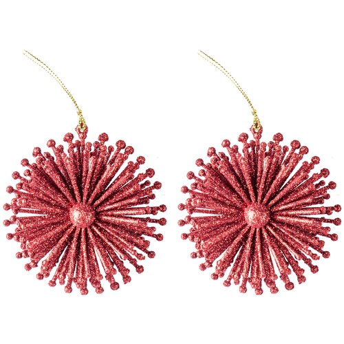 фото Декоративная подвеска todi "снежинка №3" пластик/набор из 2- х штук, цвет: красный (10 см