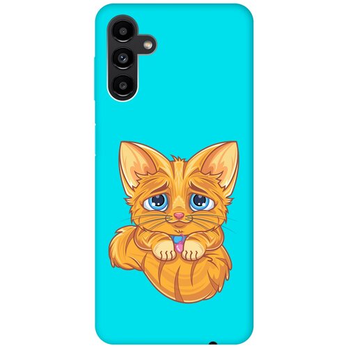 Матовый чехол Sad Cat для Samsung Galaxy A13 5G / Самсунг А13 с 3D эффектом бирюзовый матовый чехол sad cat для samsung galaxy a72 самсунг а72 с 3d эффектом бирюзовый