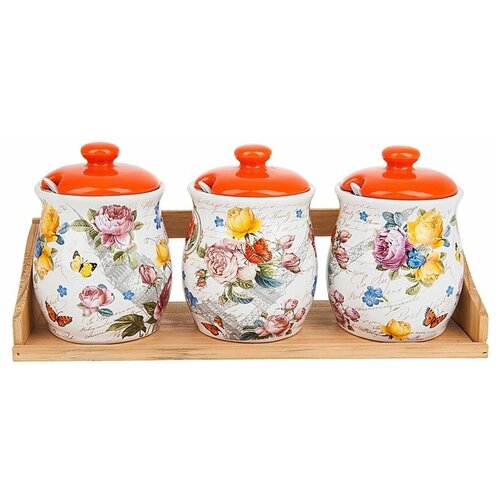 Банки для сыпучих продуктов, набор 3шт. + ложки 