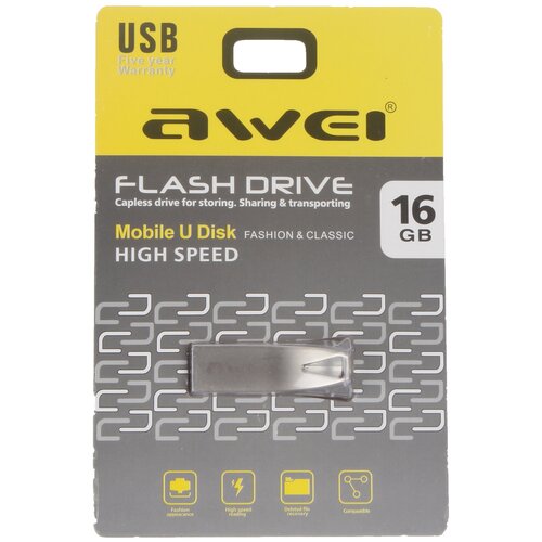 USB Флеш-накопитель Awei USB Flash Drive 16 ГБ, серебристый