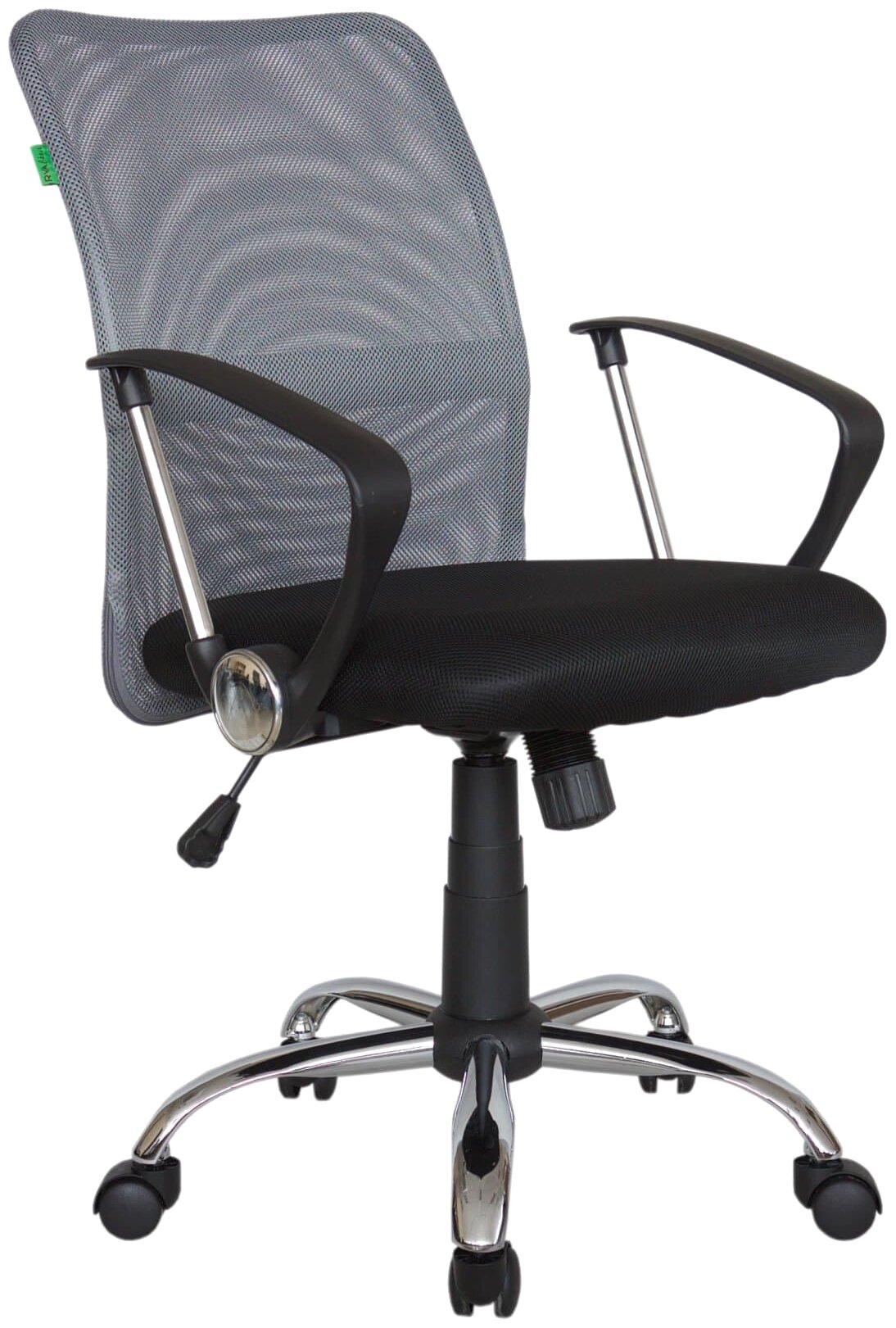 Кресло компьютерное Riva Chair 8075, Цвет обивки: серый, Цвет корпуса: хром