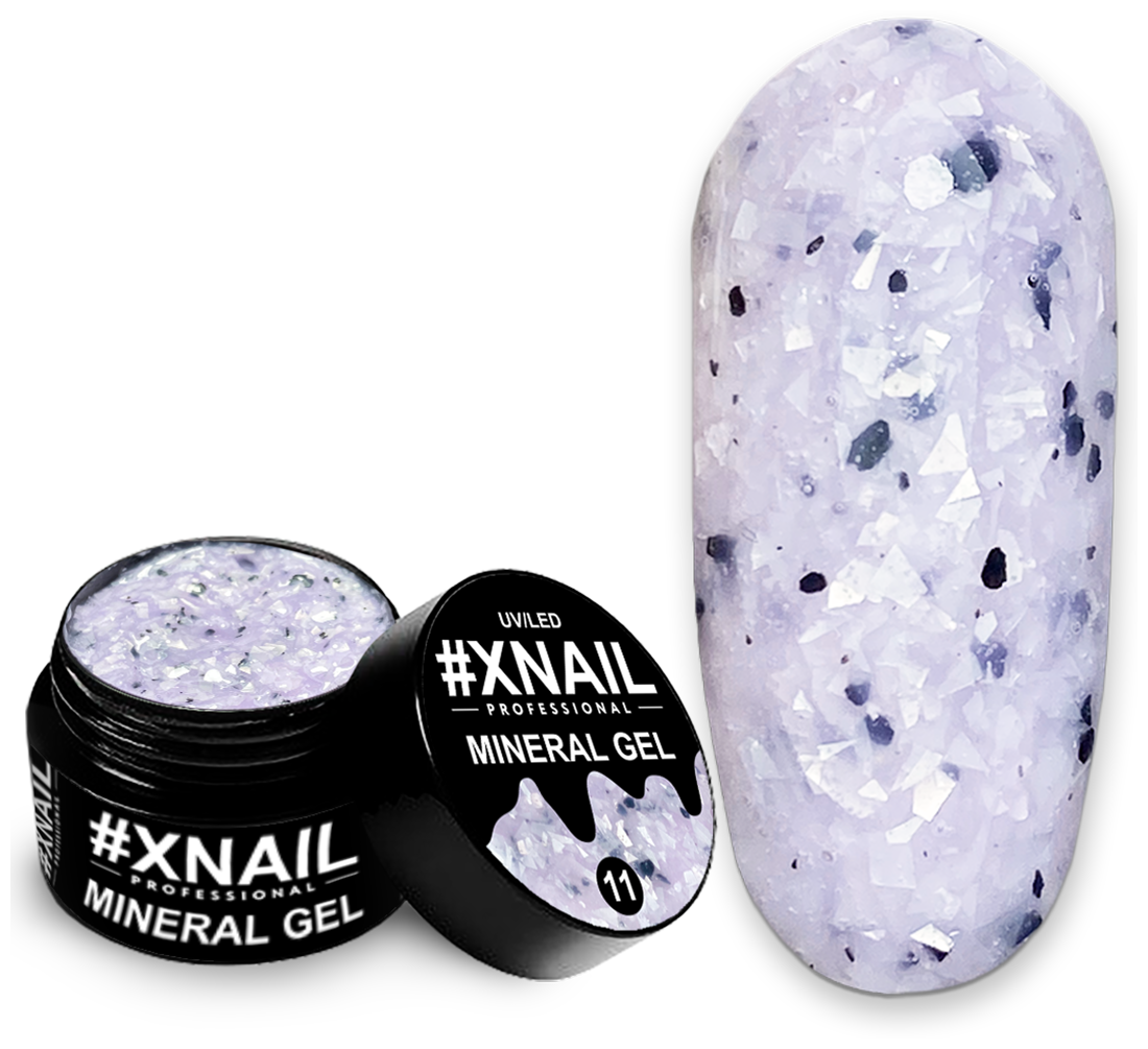 Гель для наращивания XNAIL PROFESSIONAL MINERAL GEL цветной, густой, для дизайна ногтей с мраморным эффектом