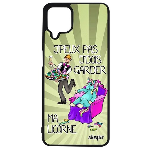 фото Защитный чехол на смартфон // samsung galaxy a12 // "не могу - сижу с единорогом!" крутой карикатура, utaupia, светло-зеленый