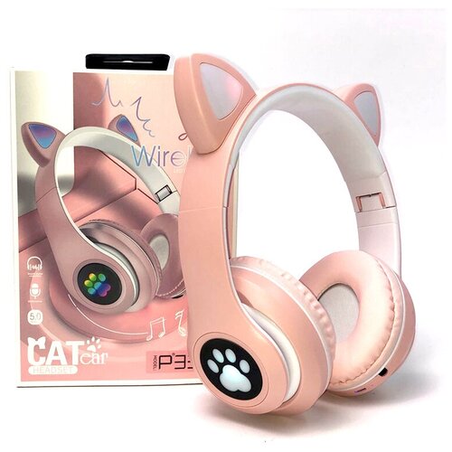 фото Беспроводные наушники cat ear со светящимися ушками и лапками кошки