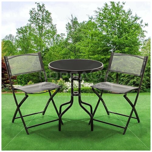 фото Мебель садовая green days, дуэт, черная, стол, 60х60х70 см, 2 стула