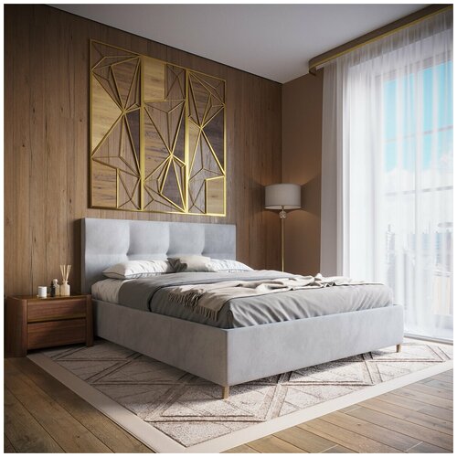 Кровать InRoom Мягкая кровать с подъемным механизмом ИнРум Optima светло-серый велюр, 120х200, с ножками