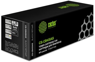 Картридж Cactus CS-CB435AS CB435A черный, для HP LJ P1005/P1006, ресурс до 1500 страниц