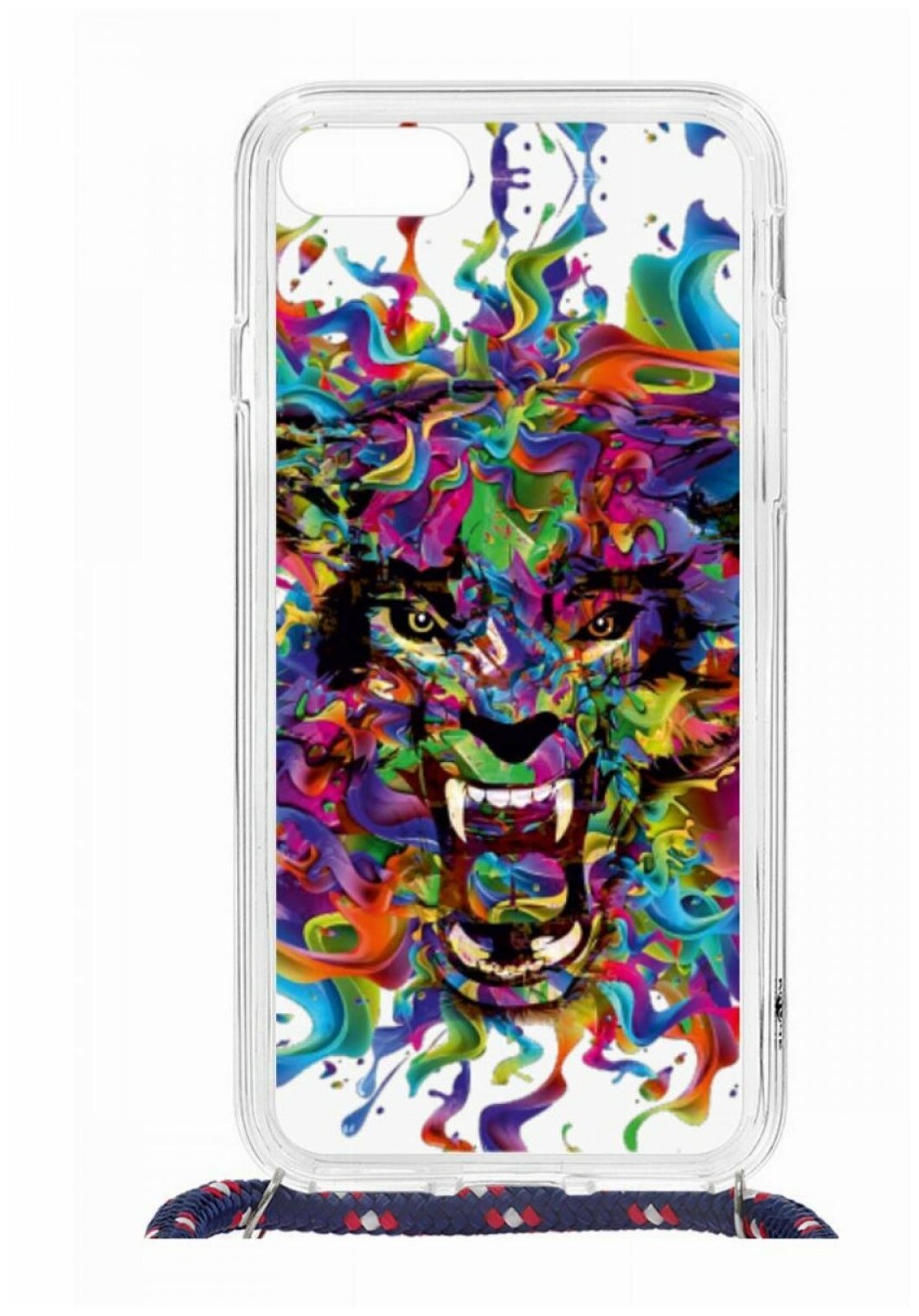 Чехол для iPhone 7/8/SE 2020 Kruche Print MagSafe Magrope Colored beast,пластиковая накладка МагСейф со шнурком на шею и рисунком,силиконовый бампер