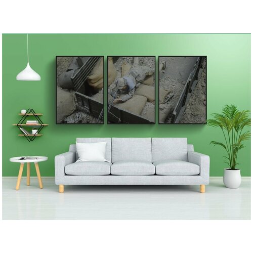 фото Набор модулных постеров для интерьера "снайпер, стрелок, солдат" 60x90 см. в тубусе, без рамки lotsprints