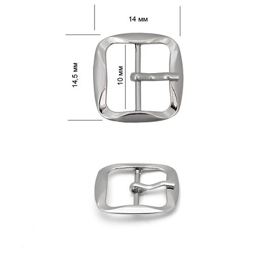 Пряжка металлическая TBY.1667 14х14,5мм, внутр. размер 10мм цв. никель уп. 20шт