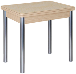 Стол со стеклом Мюнхен-1 стекло песочное, беленый дуб/ хром-лак. Размеры стола (ДхШхВ): 45(90)х80х75 см.