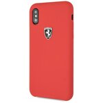 Чехол Ferrari для iPhone X/XS Silicone rubber Silver logo Hard Red - изображение